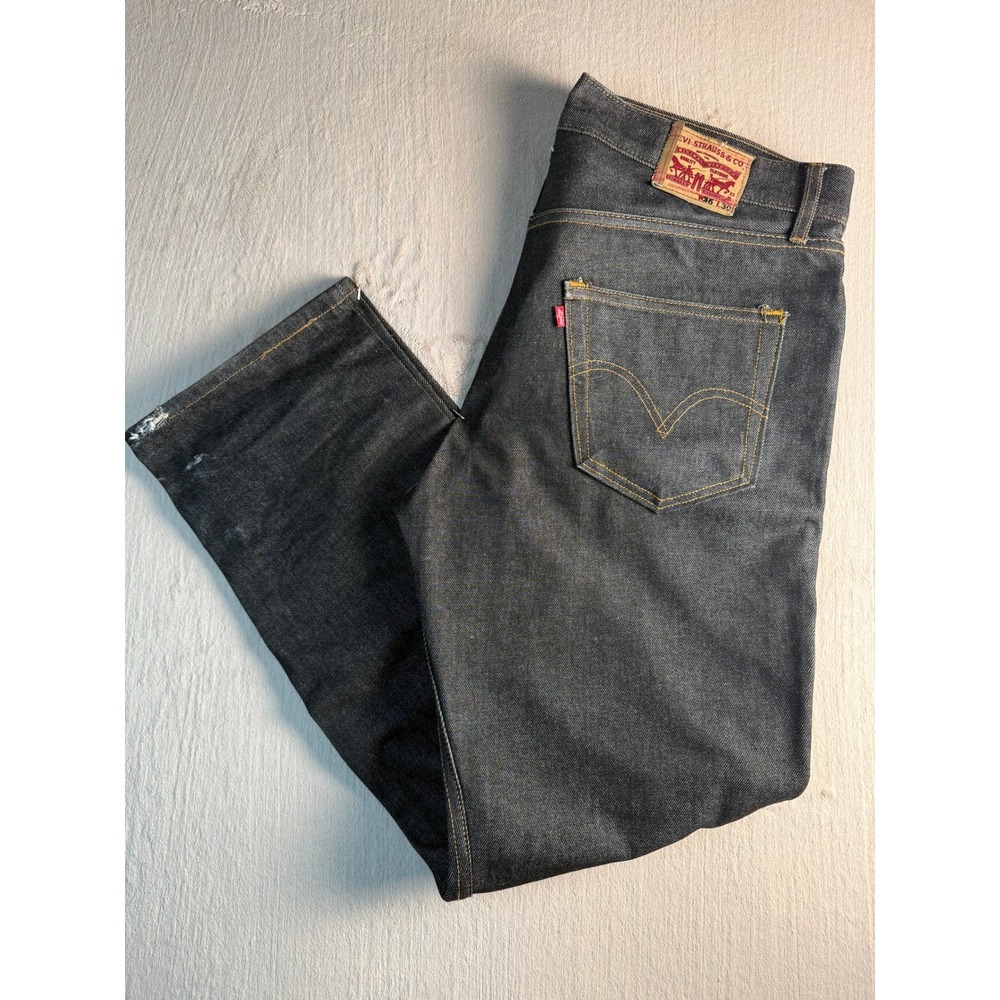 Levi's 501 Jeans Mens W36 L30 Stiff Black Denim Good Straight Leg Button Fly